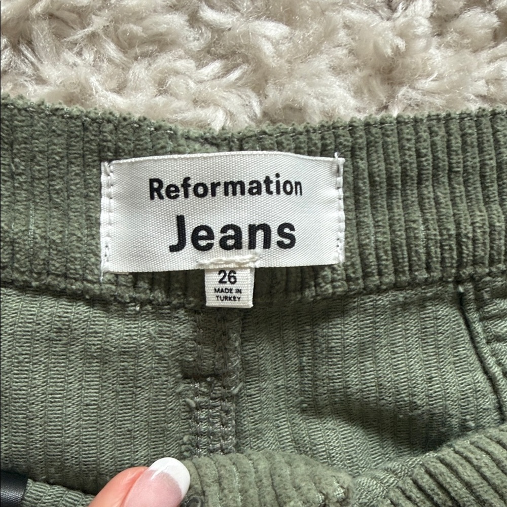 Reformation High-Rise Wide-Leg Corduroy Jeans in Sage - Picture 3 of 5